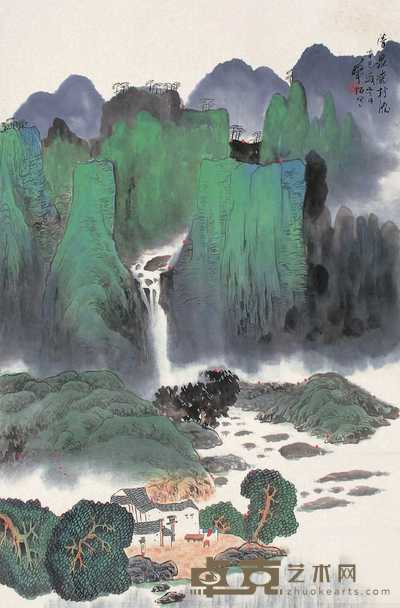 华拓 清泉绕村流 镜心 69×45cm